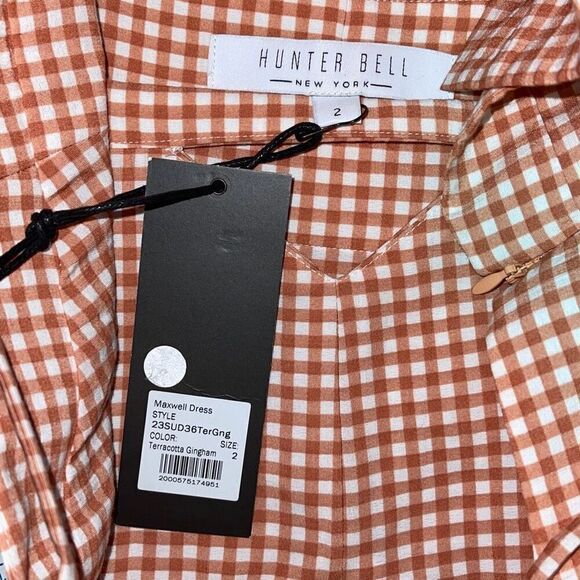 Hunter Bell Maxwell Midi Dress Terracotta Gingham Size 2‎ NWT $498 - Picture 10 of 14